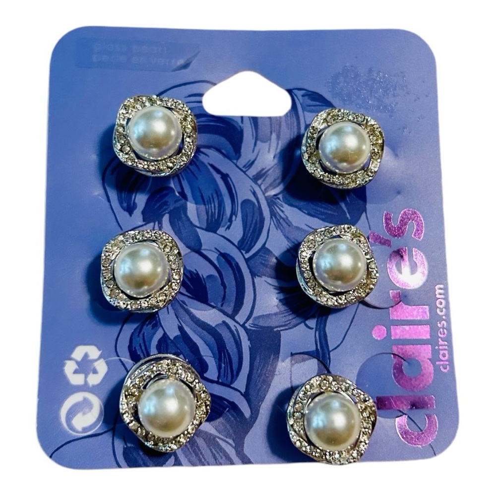 Pearl and Rhinestones cluster hair spinners-Silver Hair Accessories- Bridal-New